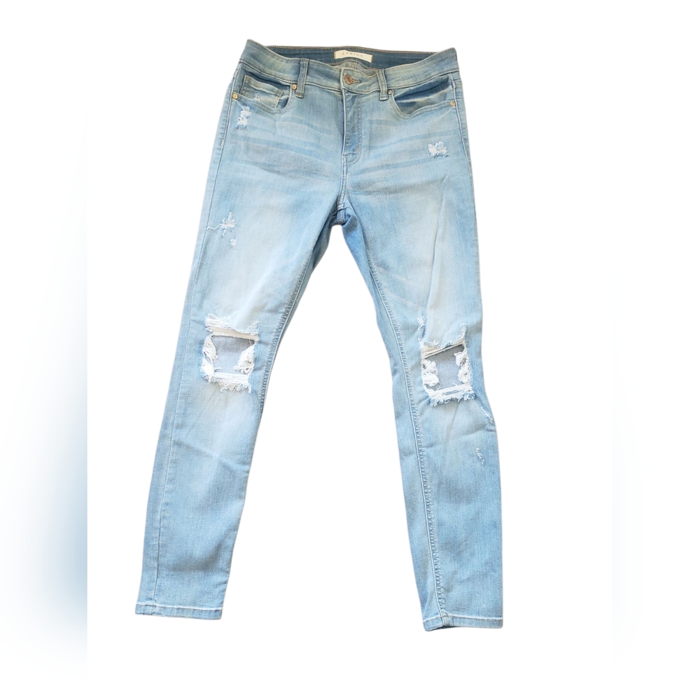 Eunina Blue Skinny Jeans Distressed Ripped Casual. Mid Rise. Ankle. Size 11